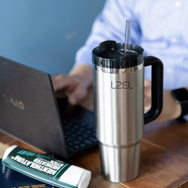 LZEL Tumbler With Handle 1100ML Aqua Pure Vacuum Insulated | Steel LZEL Tumbler With Handle 1100ML Aqua Pure Vacuum Insulated | Steel